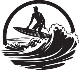 Surfing Silhouette Minimalist Surfer Guy Vector Logo Aqua Art Surfer Guy Vector Logo Design Inspiration