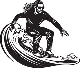 Coastal Creation Inspiring Guy Surfing Vector Logo Surfing Solitude Quiet Guy Surfing Vector Logo Design