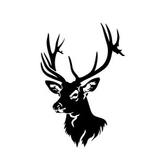 silhouette of deer's head Logo Design