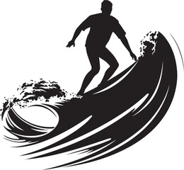 Surfing Solitude Quiet Guy Surfing Vector Logo Design Wave Warrior Brave Guy Surfing Vector Logo