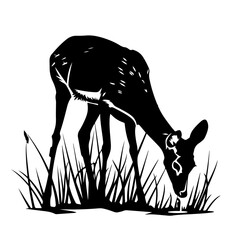 silhouette of grazing deer Logo Design - obrazy, fototapety, plakaty