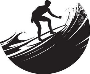 Coastal Carver Vector Logo of a Guy Navigating the Surf Wave Wanderer Iconic Guy Surfing Vector Logo