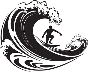 Surfer Serenade Harmonious Guy Vector Logo on Waves Aqua Artistry Artistic Guy Surfing Vector Logo Design