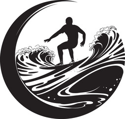 Coastal Charm Charming Guy Surfing Vector Logo Design Surfing Fusion Unique Guy Surfing Vector Logo Inspiration