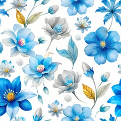 Vibrant watercolor flowers seamless background 5
