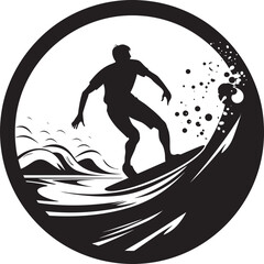 Surfer Signature Distinctive Guy Surfing Vector Logo Design Coastal Charm Enchanting Guy Surfing Vector Logo