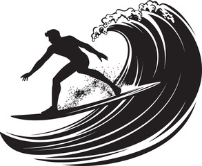 Coastal Champion Vector Logo Design of a Surfer Surfers Silhouette Dynamic Vector Icon Logo