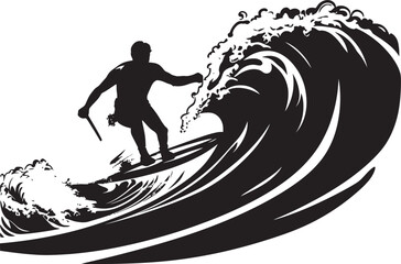 Surfers Sonata Dynamic Vector Icon Logo Aqua Artisan Vector Logo Design of a Surfer Crafting Waves