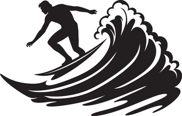 Wave Warrior Vector Logo Design of a Surfer Conquering Waves Aqua Adrenaline Vector Logo of a Guy Embracing the Surf