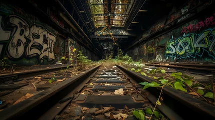 Fotobehang Urban Jungle: Abandoned Subway Realm./n © Крипт Крпитович