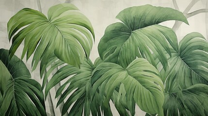 Green leaves of a tropical plant