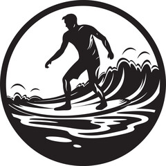 Wave Whisperer Dynamic Surfer Vector Icon Logo Aqua Artistry Vector Logo Illustration of a Surfer Crafting Waves