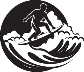 Ocean Odyssey Vector Logo Design of a Guys Journey Across Waves Wave Whisperer Dynamic Surfer Vector Icon Logo