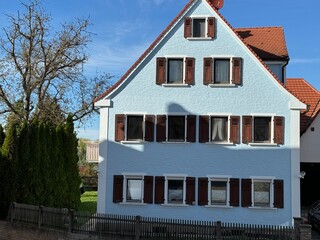 Beautiful houses in the old town. Old German architecture. top view from drone. selective focus