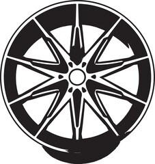 Obraz premium Precision Profile Sharp Alloy Wheel Vector Logo Design Reflective Rim Shiny Alloy Wheel Vector Logo Icon