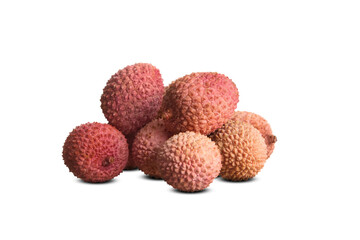 Group of lychee fruits on a white isolated background