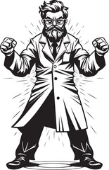 Healing Fury Expressive Doctor Icon Wrathful Genius Striking Doctor Vector Symbol