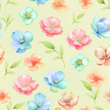 Watercolor floral seamless design 3