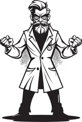 Furious Genius Commanding Doctor Emblem Angry Mastery Dynamic Brilliance Vector Icon