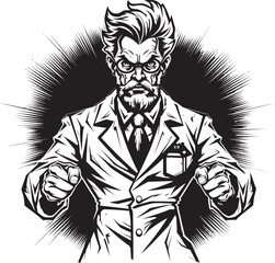 Fototapeta premium Brilliant Rage Expressive Doctor Vector Logo Icon Wrathful Wisdom Dominant Doctor Vector Logo Design