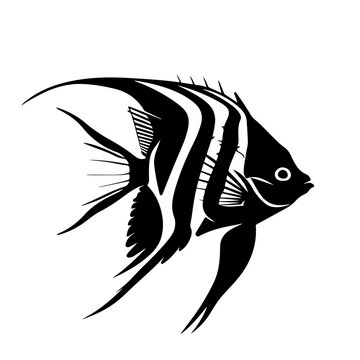 Striped fish with large dorsal fin Logo Design