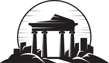 Vector Depictions Capturing the Essence of Ancient Greek Architecture Greek Architectural Symbols Reimagined as Striking Vector Logos - obrazy, fototapety, plakaty