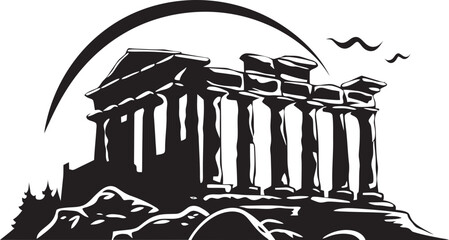 Naklejka premium Greek Architectural Legacy Expressed Through Stunning Vector Icons Vector Illustrations Reflecting the Richness of Greek Architectural History