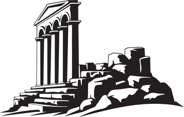 Greek Architectural Heritage Preserved in Exquisite Vector Logos Vector Logos Celebrating the Enduring Grandeur of Greek Architecture - obrazy, fototapety, plakaty