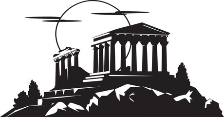 Obraz premium Greek Architectural Symbols Reimagined as Striking, Memorable, and Iconic Vector Logos Vector Logos Inspired by the Majestic Splendor, Beauty, and Grandeur of Ancient Greek Architecture