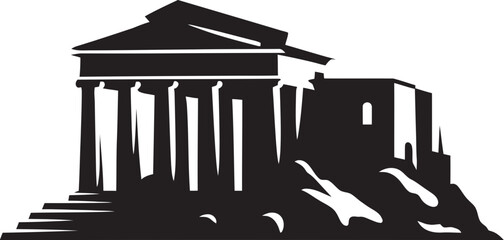 Greek Architectural Legacy Expressed Through Elegant, Iconic, and Timeless Vector Icons Greek Architectural Icons Vector Logos of Antiquity - obrazy, fototapety, plakaty