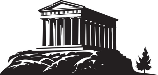 Greek Architecture Revived Vector Symbolism Vector Icons Reflecting Ancient Greek Architecture - obrazy, fototapety, plakaty