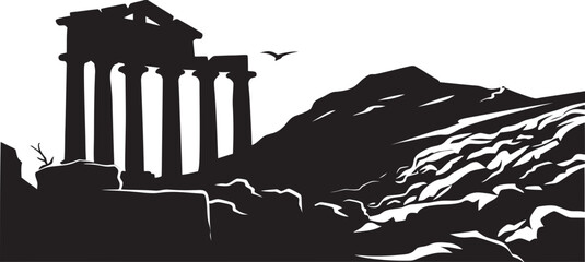 Vector Logos of Greek Architectural Treasures A Testament to Time Greek Architectural Icons in Vector Eternal Magnificence - obrazy, fototapety, plakaty
