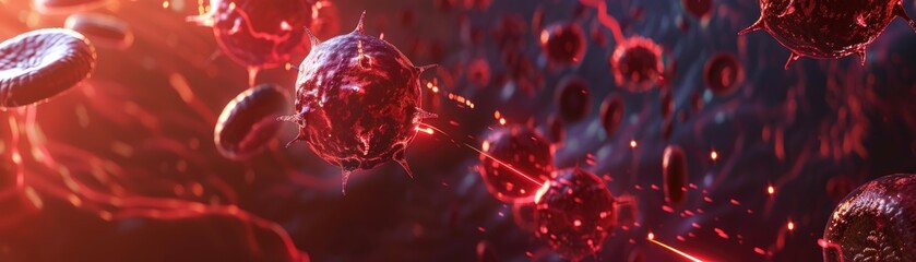 Hyper-realistic image of nanobots repairing neurons in the brain, illuminated by neural electrical impulses, 3D illustration