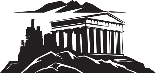 Greek Architectural Icons in Vector Elegance Redefined Vector Illustrations of Historic Greek Architecture Timeless Elegance - obrazy, fototapety, plakaty