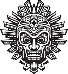 Antique Aztec Drawings Remastered Drawing Icon Vector Logos Vintage Tributes to Aztec Civilization Drawing Icon Logos