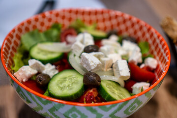 bowl of fresh and healthy Mediterranean style salad