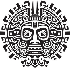 Ancient Aztec Iconography Vector Illustrations Legacy of Aztec Culture Iconic Vector Logos
