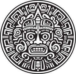 Historic Aztec Drawings Vector Depictions Celebrating Antique Aztec Art Iconic Vector Logos