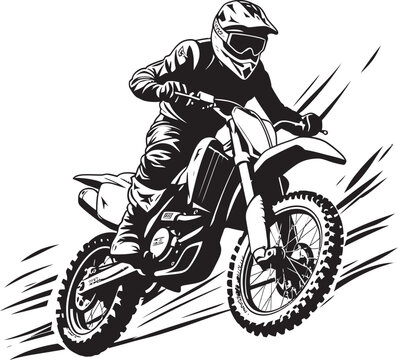 Off Road Champion Dirt Bike Rider Icon in Vector Dirt Bike Daredevil Vector Logo Design for Riders