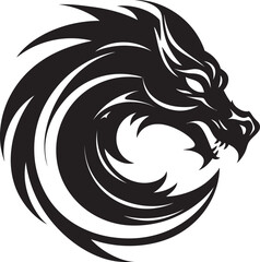 Mystical Dragon Majesty Cartoon Head Tattoo Vector Logo Icon Vibrant Dragon Art Cartoon Tattoo Vector Logo Design