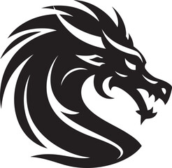 Playful Dragon Art Cartoon Head Tattoo Vector Logo Icon Fiery Dragon Ink Cartoon Head Tattoo Vector Logo Design