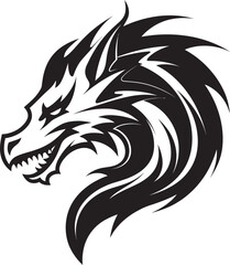 Vibrant Dragon Profile Cartoon Tattoo Vector Logo Icon Dynamic Dragon Design Cartoon Head Tattoo Vector Logo Design