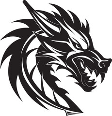Obraz premium Playful Dragon Illustration Cartoon Head Tattoo Vector Logo Icon Bold Dragon Emblem Cartoon Head Tattoo Vector Logo Design
