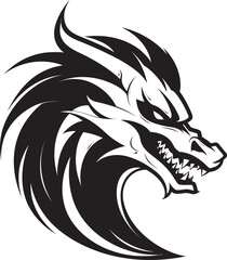 Mysterious Dragon Majesty Cartoon Head Tattoo Vector Logo Design Playful Dragon Ink Cartoon Head Tattoo Vector Logo Icon