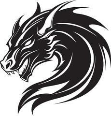 Fiery Dragon Majesty Cartoon Head Tattoo Vector Logo Design Legendary Dragon Ink Cartoon Tattoo Vector Logo Icon