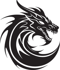 Majestic Dragon Majesty Cartoon Tattoo Vector Logo Icon Whimsical Dragon Portrait Cartoon Head Tattoo Vector Logo Design
