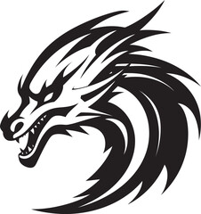 Mystical Dragon Majesty Cartoon Head Tattoo Vector Logo Design Vibrant Dragon Design Cartoon Tattoo Vector Logo Icon