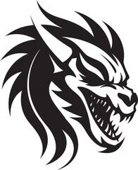 Vibrant Dragon Design Cartoon Tattoo Vector Logo Icon Enigmatic Dragon Profile Cartoon Head Tattoo Vector Logo Design