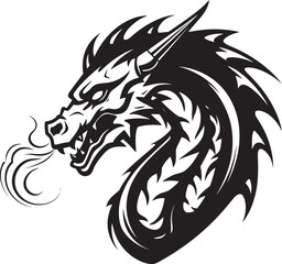 Legendary Dragon Portrait Cartoon Head Tattoo Vector Logo Design Mysterious Dragon Majesty Cartoon Tattoo Vector Logo Icon