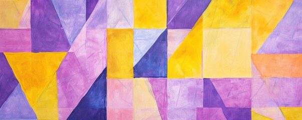 Violet and yellow pastel colored simple geometric pattern, colorful expressionism with copy space background, child's drawing, sketch 